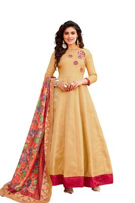Red embroidered art silk salwar 1