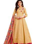 Red embroidered art silk salwar