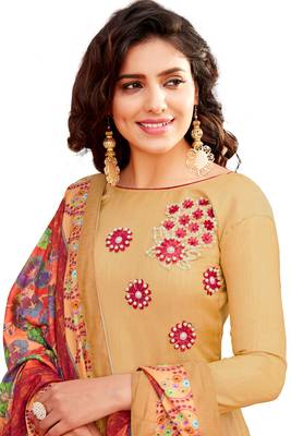Red embroidered art silk salwar 2