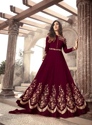 Maroon embroidered georgette salwar 1