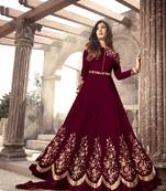 Maroon embroidered georgette salwar
