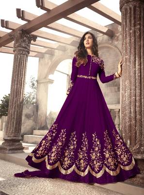 Purple embroidered georgette salwar 1