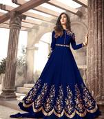 Blue embroidered georgette salwar