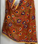 Phulkari Brown Embroidered Georgette Stole And Dupatta