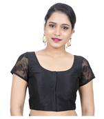 Black Cotton Silk Self Design stitched blouse