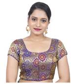 Purple Brocade Embellished stitched blouse
