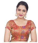 Red Brocade Embellished stitched blouse