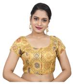 Yellow Brocade Embellished stitched blouse