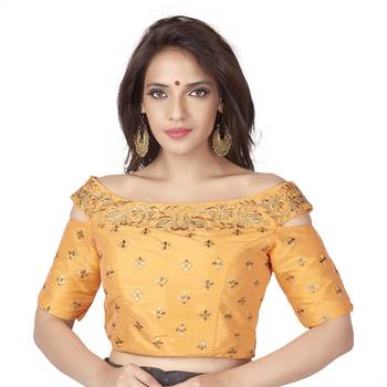 Orange Cotton Silk Embriodered stitched blouse 1