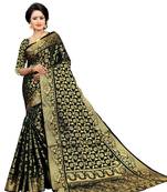 Black Woven Art Silk Saree With Blouse