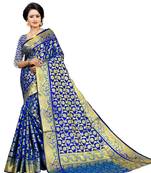 Blue Woven Art Silk Saree With Blouse