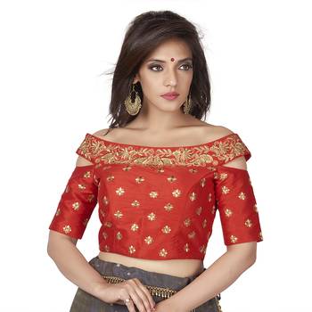 Red Cotton Silk Embriodered stitched blouse 1