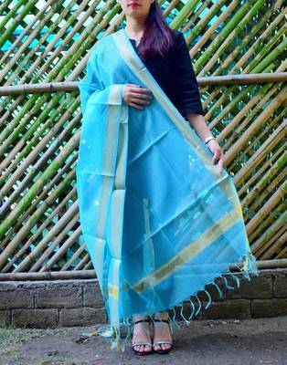 Cotton Silk Dupatta  Turquoise 2