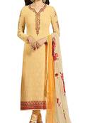 Yellow resham embroidery georgette salwar