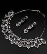 Black cz ad american diamond necklace set jewellery for women