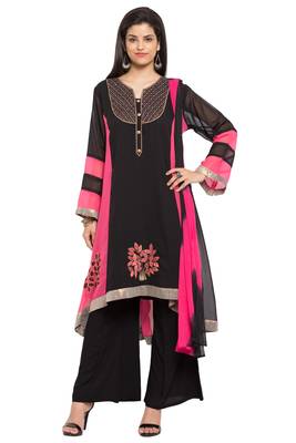 Black Embroidered Georgette Salwar 1