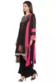 Black Embroidered Georgette Salwar