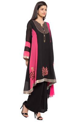 Black Embroidered Georgette Salwar 3