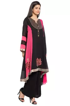 Black Embroidered Georgette Salwar