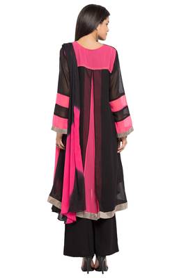 Black Embroidered Georgette Salwar 4