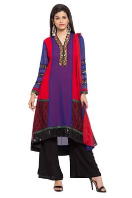 Blue Printed Georgette Salwar 1