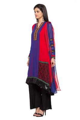 Blue Printed Georgette Salwar 2