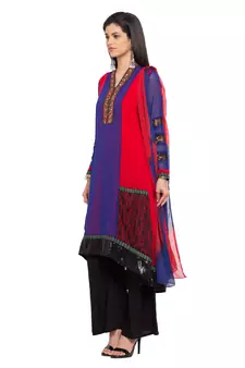 Blue Printed Georgette Salwar