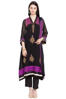 Black Embroidered Georgette Salwar 1