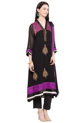 Black Embroidered Georgette Salwar 3