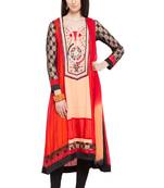 Orange Embroidered Georgette Salwar