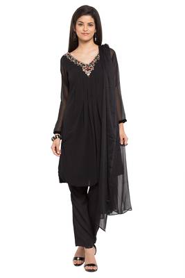 Black Embroidered Georgette Salwar 1