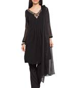 Black Embroidered Georgette Salwar