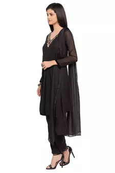 Black Embroidered Georgette Salwar