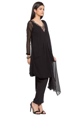 Black Embroidered Georgette Salwar 3
