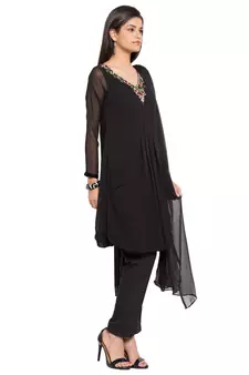 Black Embroidered Georgette Salwar