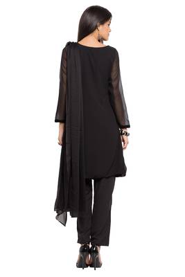 Black Embroidered Georgette Salwar 4
