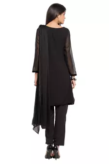 Black Embroidered Georgette Salwar
