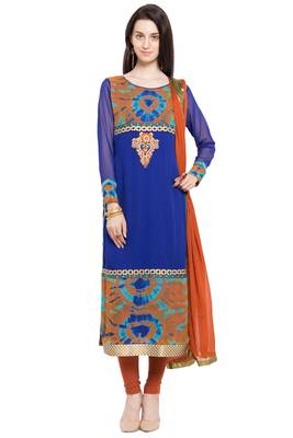 Blue Embroidered Georgette Salwar 1