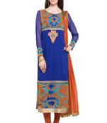 Blue Embroidered Georgette Salwar