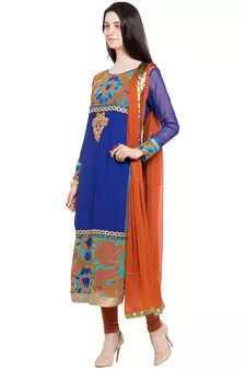 Blue Embroidered Georgette Salwar