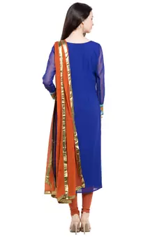 Blue Embroidered Georgette Salwar