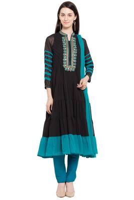 Black Embroidered Georgette Salwar 1