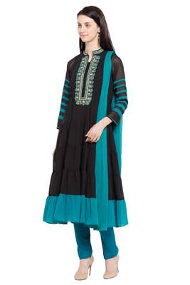 Black Embroidered Georgette Salwar 2