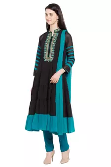 Black Embroidered Georgette Salwar