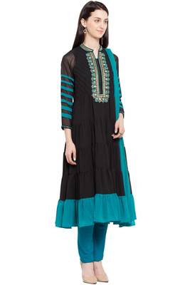 Black Embroidered Georgette Salwar 3