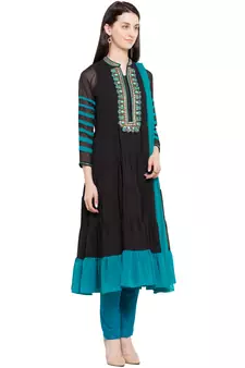 Black Embroidered Georgette Salwar