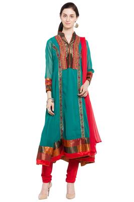 Green Embroidered Georgette Salwar 1