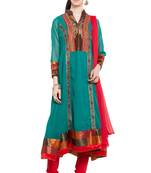Green Embroidered Georgette Salwar
