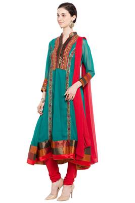 Green Embroidered Georgette Salwar 2