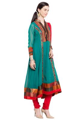 Green Embroidered Georgette Salwar 3